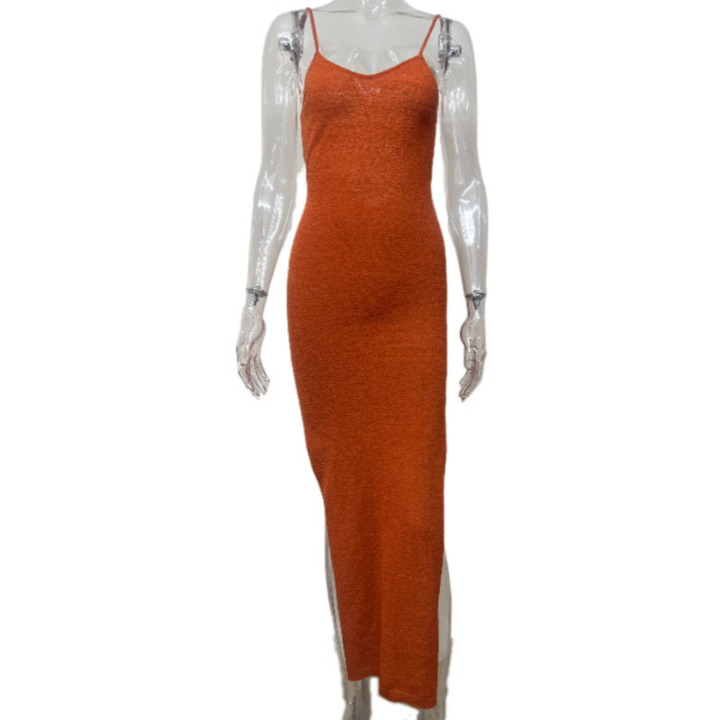 Sleeveless Slim-fit See-through Sling Vacation Dress Women
