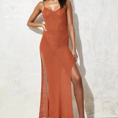 Sleeveless Slim-fit See-through Sling Vacation Dress Women